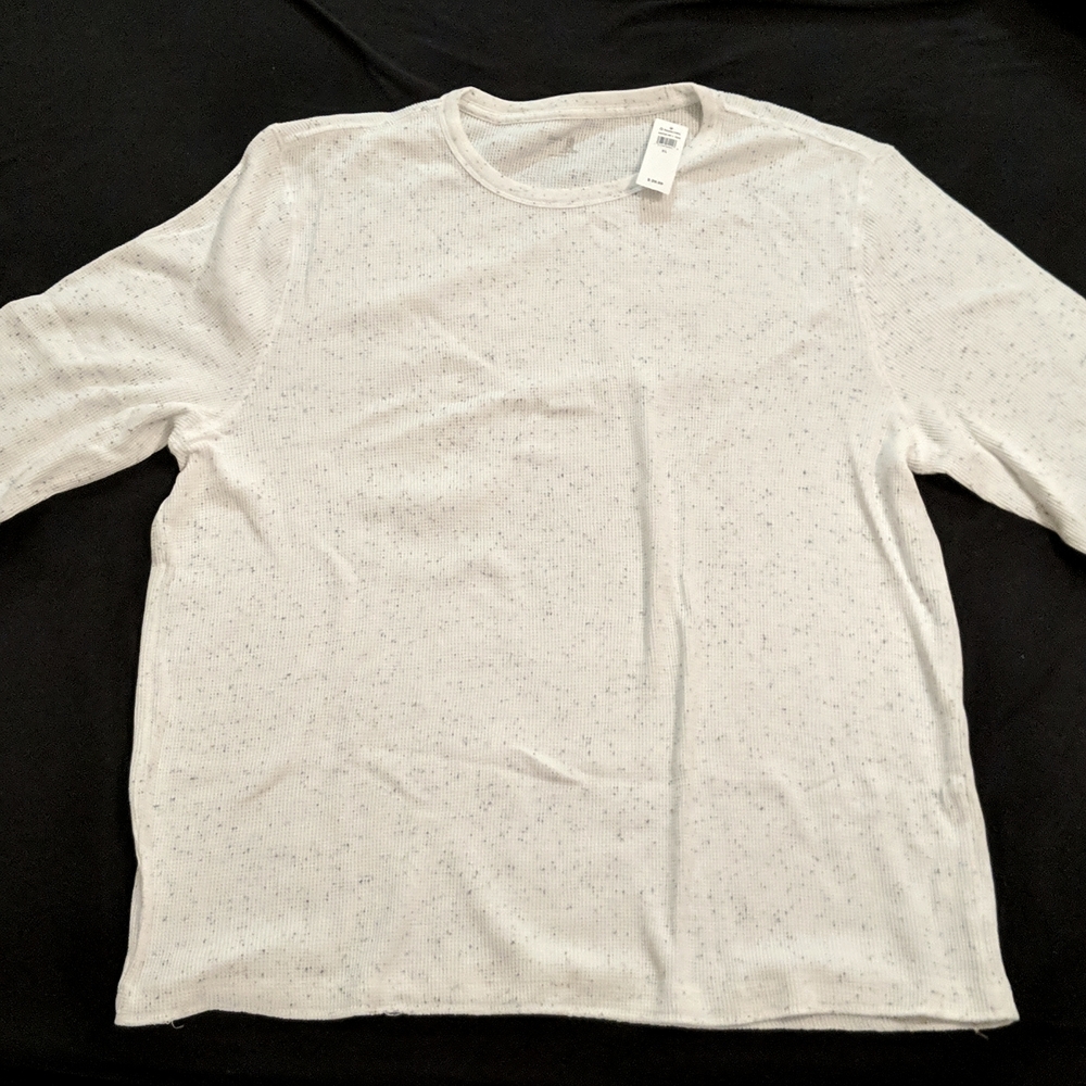 Gap Factory Mens Crewneck Thermal Tee, New, Off White, XL